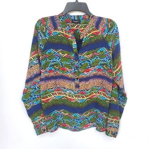 100% Silk Snakeskin Boho Top Sz S -EUC! By Tolani